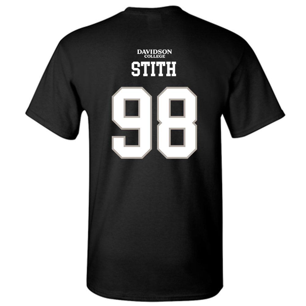 Davidson - NCAA Football : Jeramy Stith - Black Replica Shersey T-Shirt-1