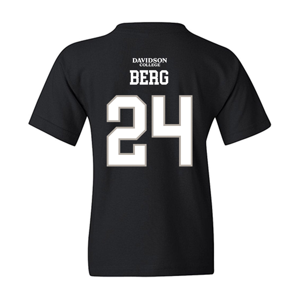 Davidson - NCAA Football : Brodey Berg - Black Replica Shersey Youth T-Shirt-1