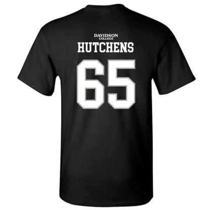 Davidson - NCAA Football : Russell Hutchens - Black Replica Shersey T-Shirt-1