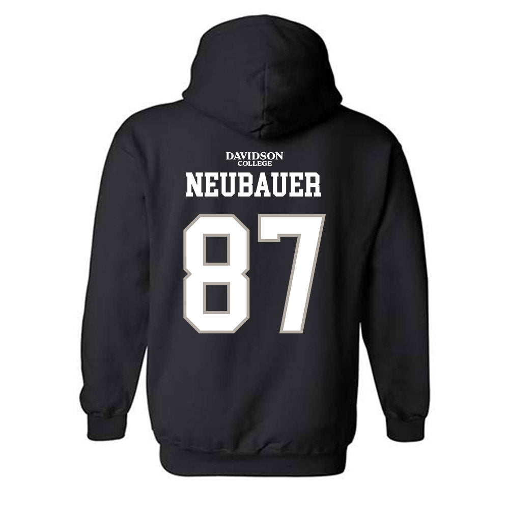 Davidson - NCAA Football : Cal Neubauer - Black Replica Shersey Hooded Sweatshirt-1