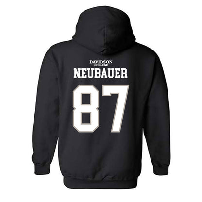 Davidson - NCAA Football : Cal Neubauer - Black Replica Shersey Hooded Sweatshirt-1