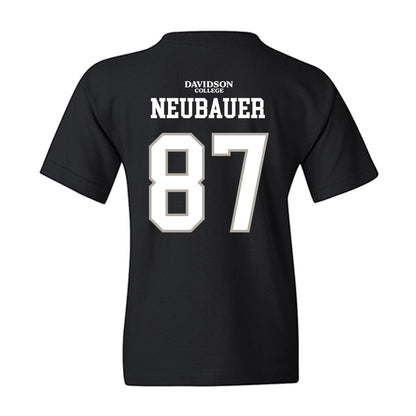 Davidson - NCAA Football : Cal Neubauer - Black Replica Shersey Youth T-Shirt-1