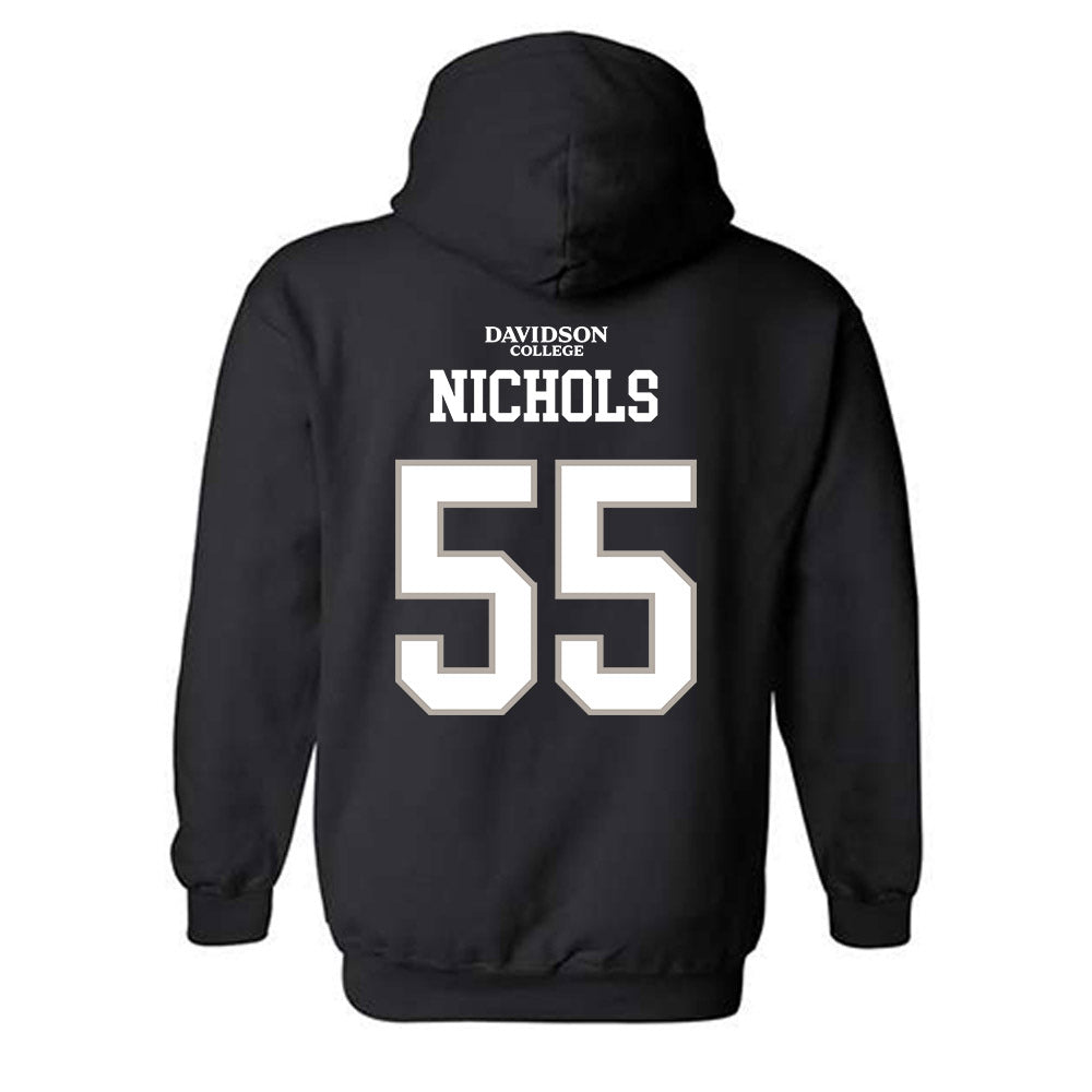Davidson - NCAA Football : Parker Nichols - Black Replica Shersey Hooded Sweatshirt-1