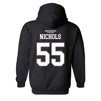 Davidson - NCAA Football : Parker Nichols - Black Replica Shersey Hooded Sweatshirt-1