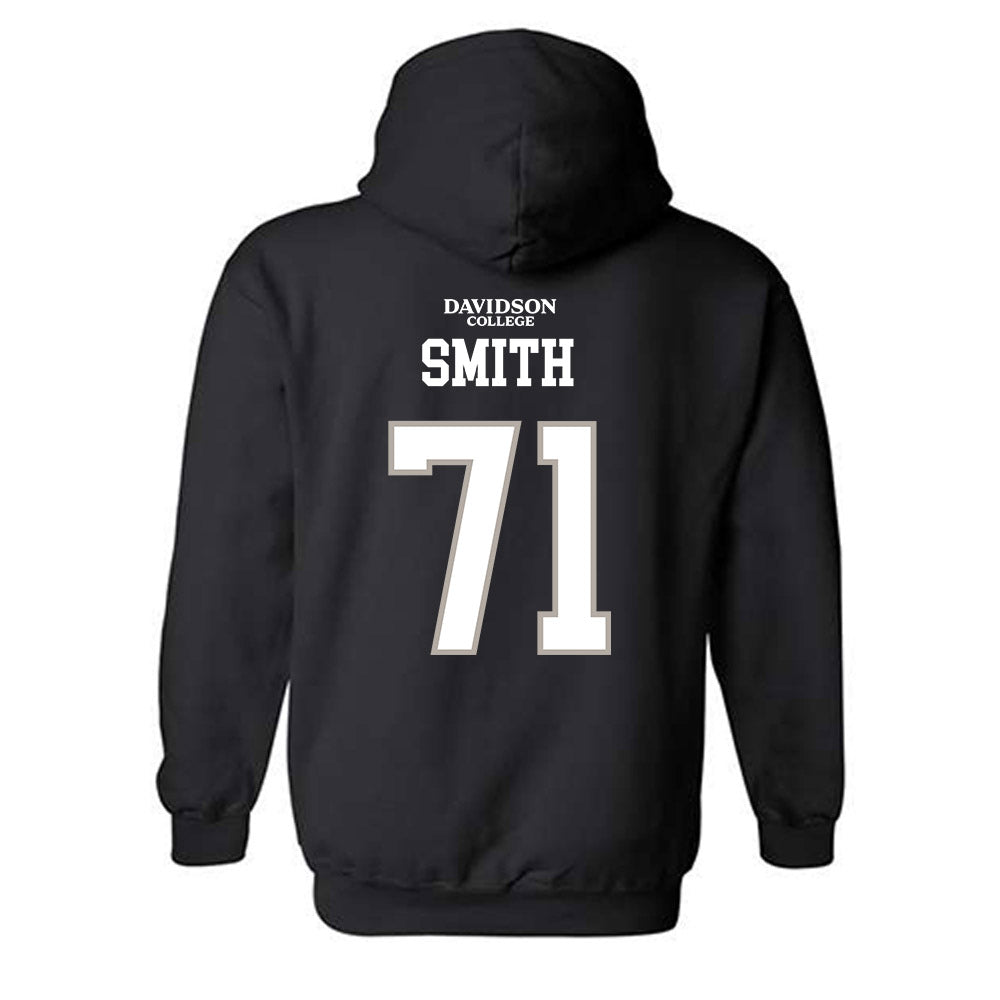 Davidson - NCAA Football : Cole Smith - Black Replica Shersey Hooded Sweatshirt-1