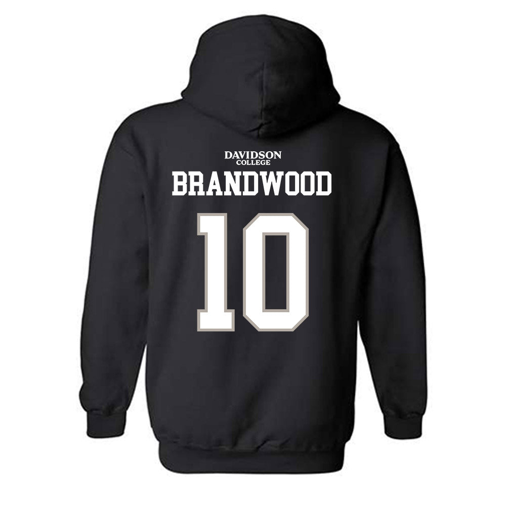 Davidson - NCAA Football : Gavin Brandwood - Black Replica Shersey Hooded Sweatshirt-1