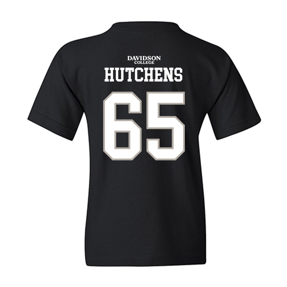 Davidson - NCAA Football : Russell Hutchens - Black Replica Shersey Youth T-Shirt-1