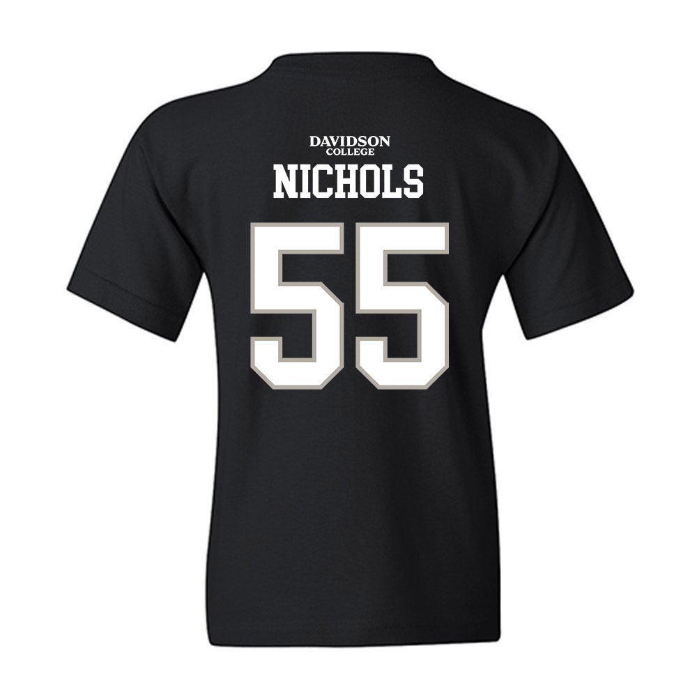 Davidson - NCAA Football : Parker Nichols - Black Replica Shersey Youth T-Shirt-1