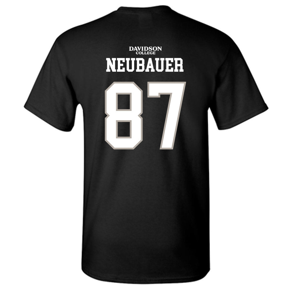 Davidson - NCAA Football : Cal Neubauer - Black Replica Shersey T-Shirt-1