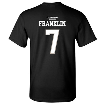 Davidson - NCAA Football : Jim Franklin - Black Replica Shersey T-Shirt-1