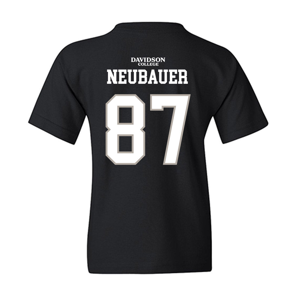 Davidson - NCAA Football : Cal Neubauer - Black Replica Shersey Youth T-Shirt-1