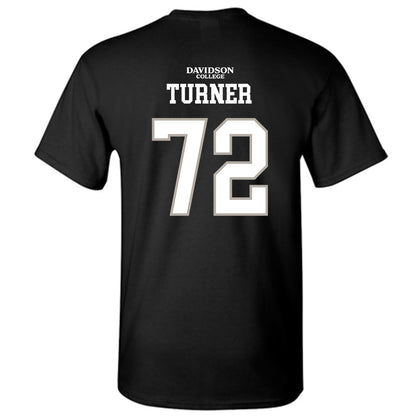 Davidson - NCAA Football : Liam Turner - Black Replica Shersey T-Shirt