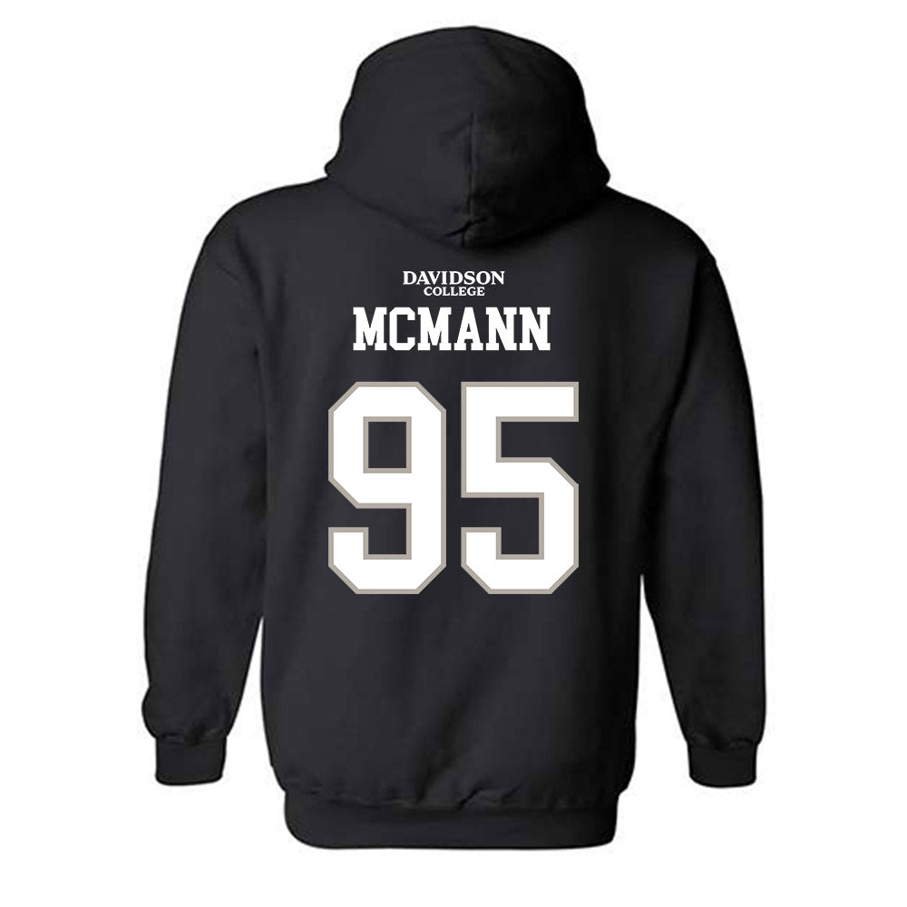Davidson - NCAA Football : Liam McMann - Black Replica Shersey Hooded Sweatshirt-1