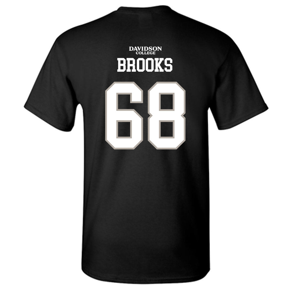 Davidson - NCAA Football : David Brooks - Black Replica Shersey T-Shirt-1
