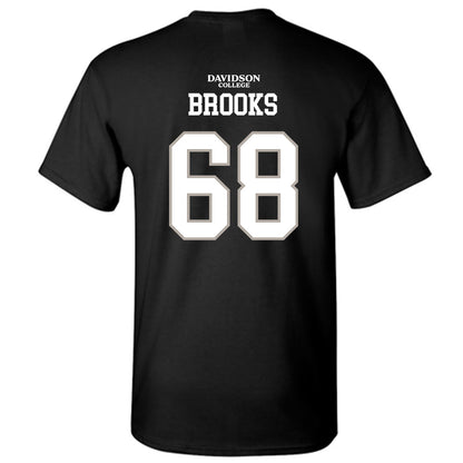 Davidson - NCAA Football : David Brooks - Black Replica Shersey T-Shirt-1