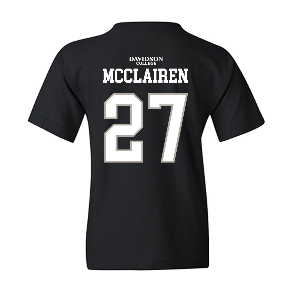 Davidson - NCAA Football : Revis McClairen - Black Replica Shersey Youth T-Shirt-1