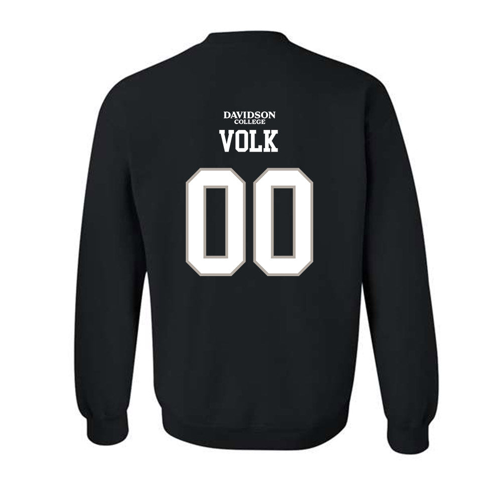 Davidson - NCAA Football : Will Volk - Black Replica Shersey Crewneck Sweatshirt-1