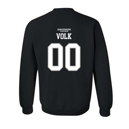 Davidson - NCAA Football : Will Volk - Black Replica Shersey Crewneck Sweatshirt-1