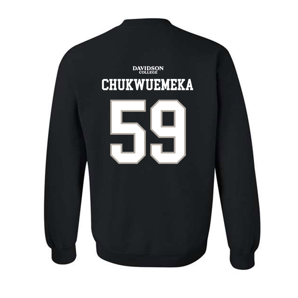 Davidson - NCAA Football : Danzel Chukwuemeka - Black Replica Shersey Crewneck Sweatshirt-1