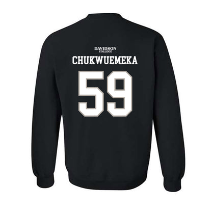 Davidson - NCAA Football : Danzel Chukwuemeka - Black Replica Shersey Crewneck Sweatshirt-1