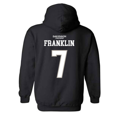 Davidson - NCAA Football : Jim Franklin - Black Replica Shersey Hooded Sweatshirt-1
