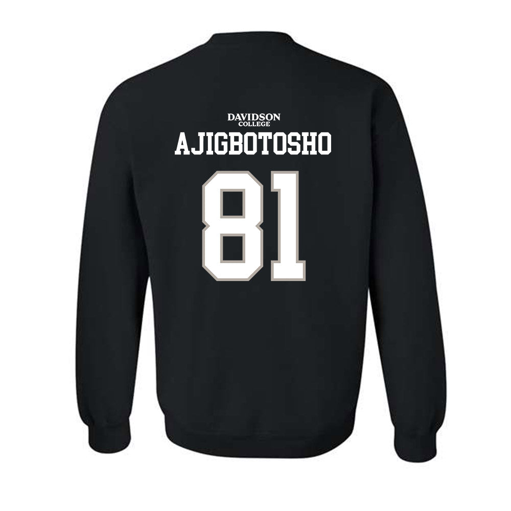 Davidson - NCAA Football : Alani Ajigbotosho - Black Replica Shersey Crewneck Sweatshirt