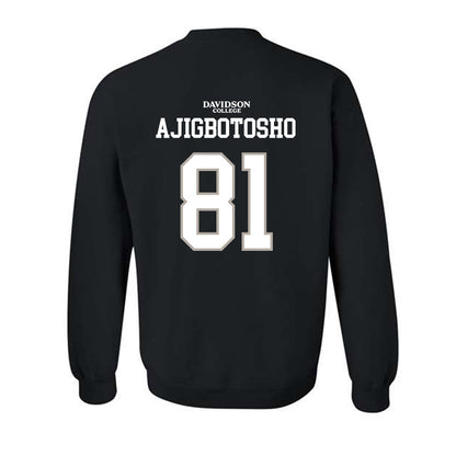 Davidson - NCAA Football : Alani Ajigbotosho - Black Replica Shersey Crewneck Sweatshirt