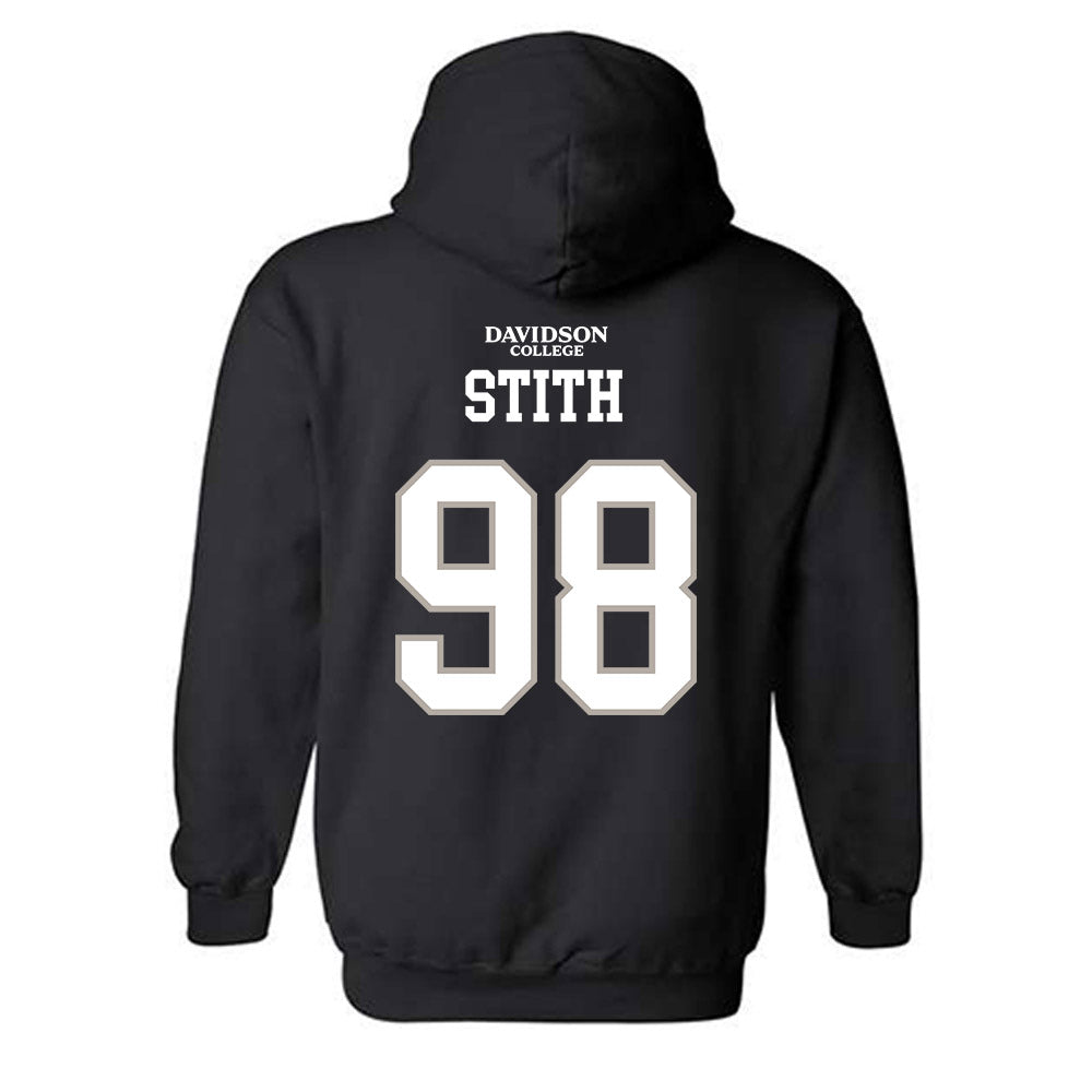 Davidson - NCAA Football : Jeramy Stith - Black Replica Shersey Hooded Sweatshirt-1