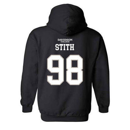 Davidson - NCAA Football : Jeramy Stith - Black Replica Shersey Hooded Sweatshirt-1