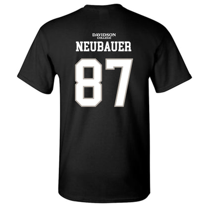 Davidson - NCAA Football : Cal Neubauer - Black Replica Shersey T-Shirt-1