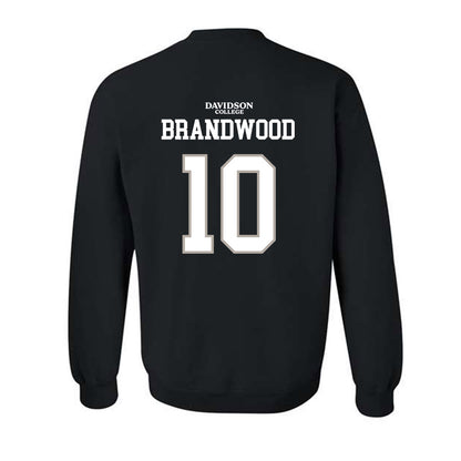 Davidson - NCAA Football : Gavin Brandwood - Black Replica Shersey Crewneck Sweatshirt-1