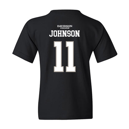 Davidson - NCAA Football : Tre Johnson - Black Replica Shersey Youth T-Shirt-1