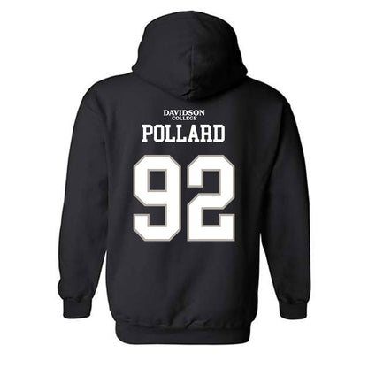 Davidson - NCAA Football : Zavier Pollard - Black Replica Shersey Hooded Sweatshirt-1