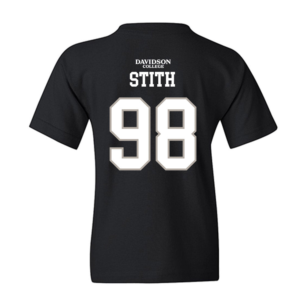Davidson - NCAA Football : Jeramy Stith - Black Replica Shersey Youth T-Shirt-1