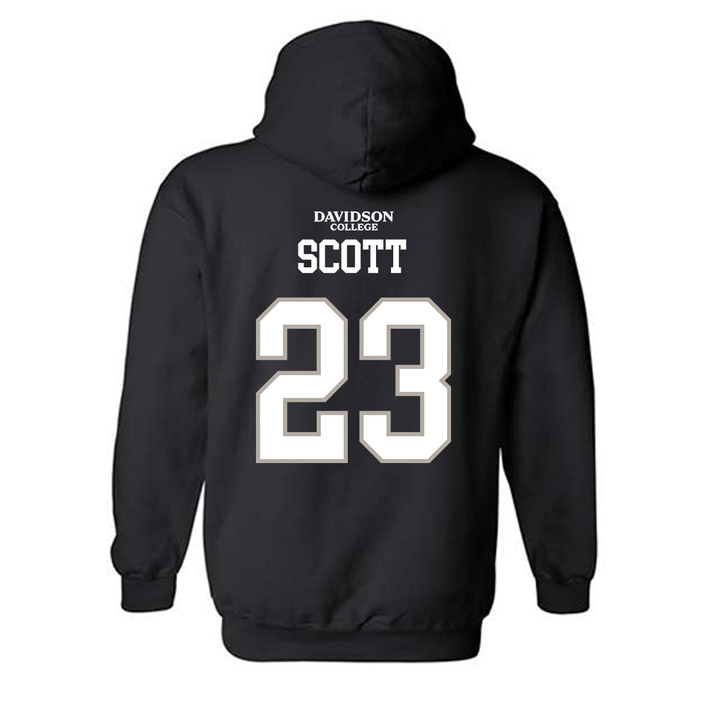 Davidson - NCAA Football : Nakoma Scott - Black Replica Shersey Hooded Sweatshirt-1
