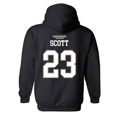 Davidson - NCAA Football : Nakoma Scott - Black Replica Shersey Hooded Sweatshirt-1