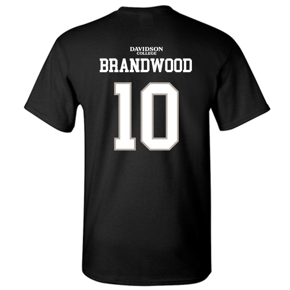 Davidson - NCAA Football : Gavin Brandwood - Black Replica Shersey T-Shirt-1