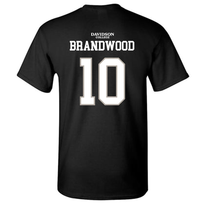 Davidson - NCAA Football : Gavin Brandwood - Black Replica Shersey T-Shirt-1