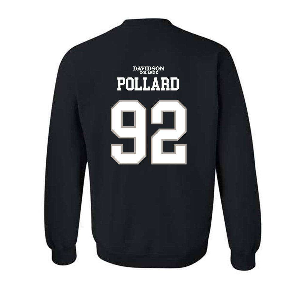 Davidson - NCAA Football : Zavier Pollard - Black Replica Shersey Crewneck Sweatshirt-1