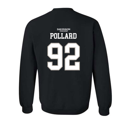 Davidson - NCAA Football : Zavier Pollard - Black Replica Shersey Crewneck Sweatshirt-1