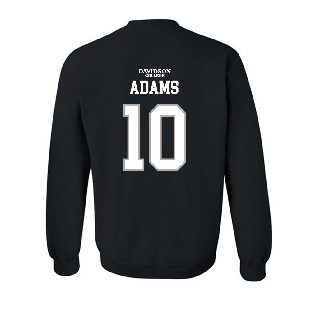 Davidson - NCAA Football : AJ Adams - Black Replica Shersey Crewneck Sweatshirt