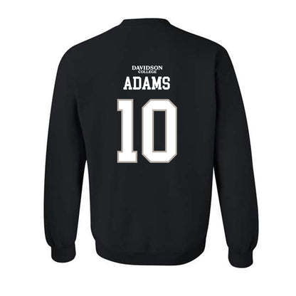 Davidson - NCAA Football : AJ Adams - Black Replica Shersey Crewneck Sweatshirt