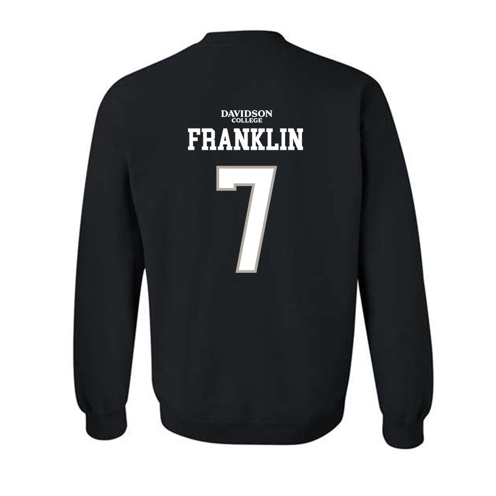 Davidson - NCAA Football : Jim Franklin - Black Replica Shersey Crewneck Sweatshirt-1