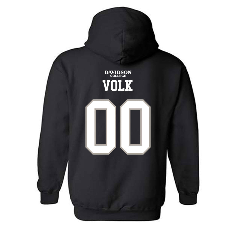 Davidson - NCAA Football : Will Volk - Black Replica Shersey Hooded Sweatshirt-1