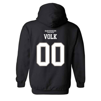 Davidson - NCAA Football : Will Volk - Black Replica Shersey Hooded Sweatshirt-1