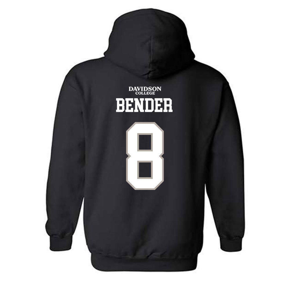 Davidson - NCAA Football : Hayden Bender - Black Replica Shersey Hooded Sweatshirt-1