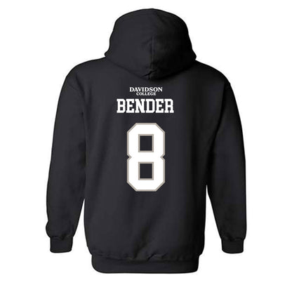Davidson - NCAA Football : Hayden Bender - Black Replica Shersey Hooded Sweatshirt-1