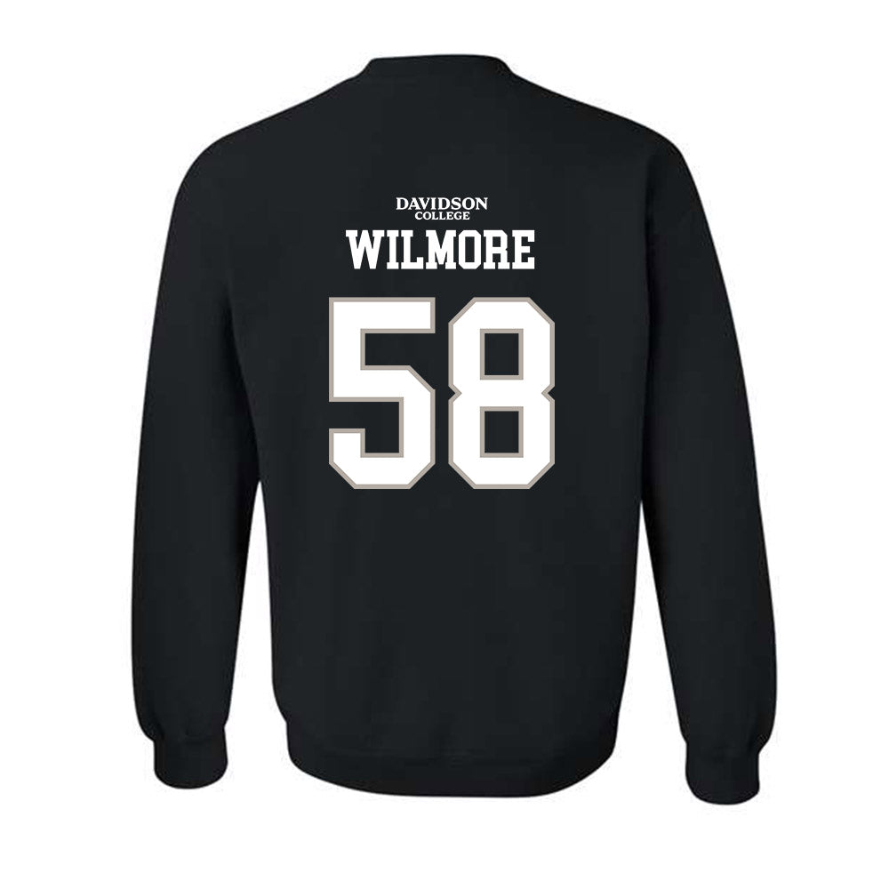 Davidson - NCAA Football : Lincoln Wilmore - Black Replica Shersey Crewneck Sweatshirt-1