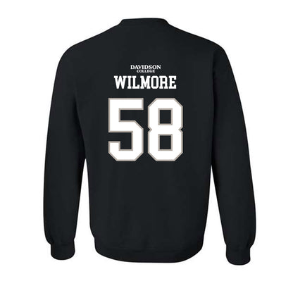 Davidson - NCAA Football : Lincoln Wilmore - Black Replica Shersey Crewneck Sweatshirt-1