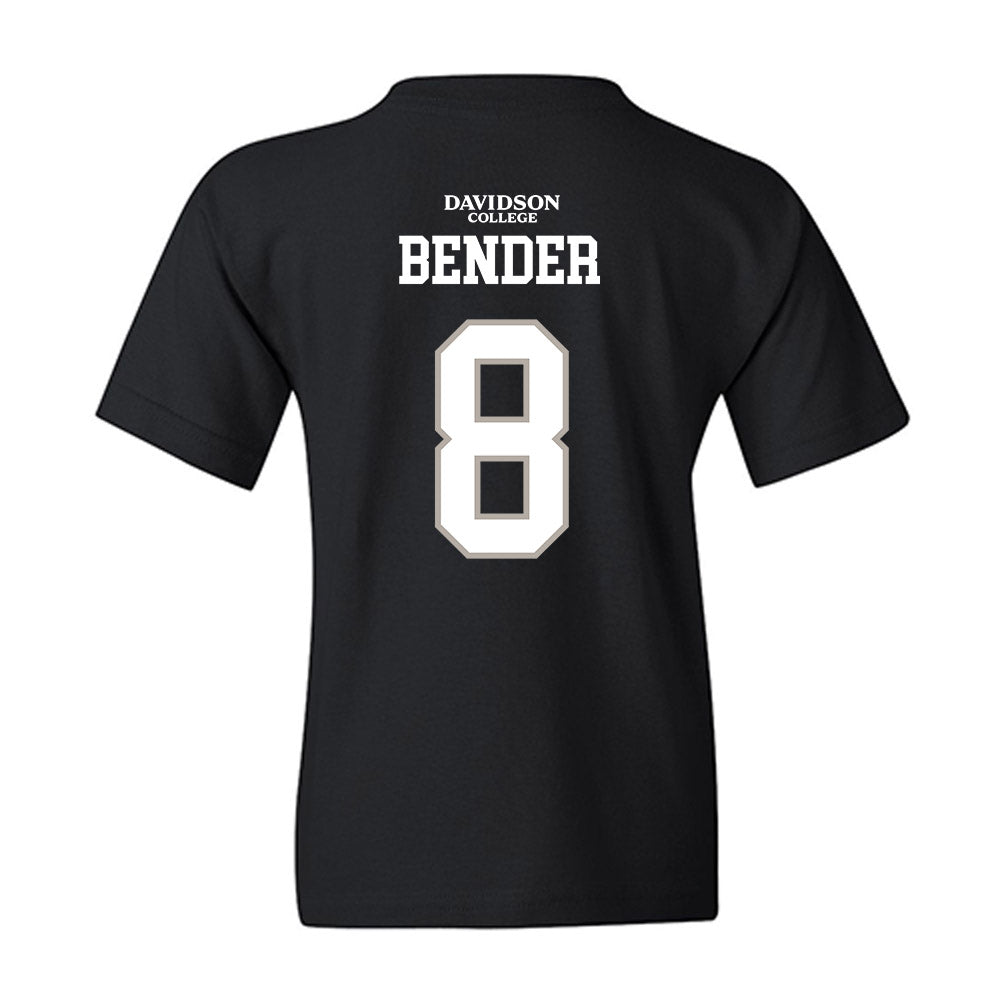 Davidson - NCAA Football : Hayden Bender - Black Replica Shersey Youth T-Shirt-1